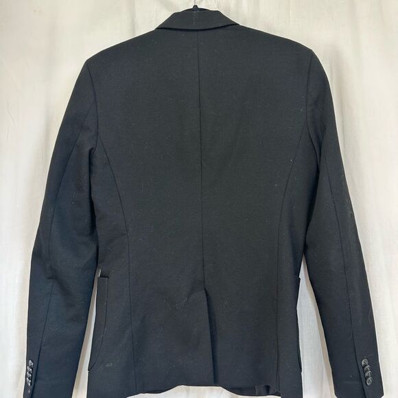 ZARA black two buttons embroidered pocket tailored slim fit blazer jacket S - Picture 12 of 14